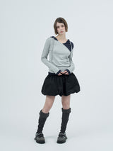 dot wrap layered hoodie / gray