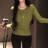 [BELLIDE MADE] Basic item, round rib long sleeve knit