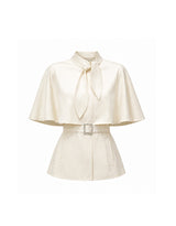 [PRE-FALL] [ATELIER] Elise Ribbon-Tie Belted Cape Jacket Ivory