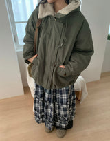 Felch Check Wool Quilted Bomber Padding Jumper