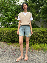 4パートデストロイドドットデニムパンツ code 21102