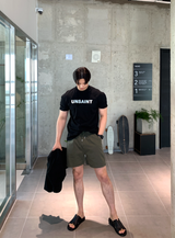 オーブリー アンスタイント レタリング マッスルフィット ショートスリーブ