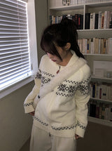 Pico Snow Nordic Collar Two-Way Knit Zip-Up