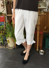 Derson Lace Shirring Banding Capri Pants