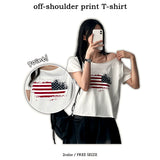 Edding Unfoot Off-Shoulder Printed Short Sleeve