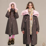 Two-tone Fox Fur Collar Oversized Down Coat