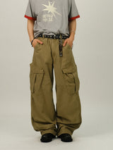 NA Cargo Vintage Washing Wide Pants