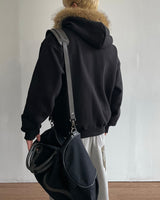 Fuzz Crop Napping Zip-up Hoodie