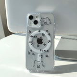 Black - Baby Blackcat Magsafe Phone Case Card Pocket Set