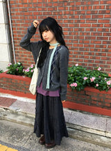 Ciriel Vintage Check Tiered Banding Long Skirt