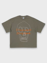 ラインスカルTシャツ - カーキ