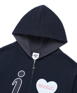 I LOVE MUSIC ZIP UP HOODIE NAVY(CV2FFUM481A)