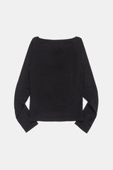 パートシャーリングワイドネッククロップロングスリーブ