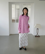 Cotton Roll-up Oversized Shirts - Pink