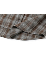 [PRE-FALL] Breed Crystal Oversized-Fit Tartan Checkered Shirt Brown Grey