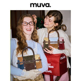 muva. Color‑Block Mini Square Handbag, Genuine‑Leather Niche‑Fashion Cross‑body Purse for Daily Outing, New Arrival Nov 7