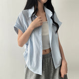 Envo Stripe Side String Roll-Up Short Sleeve Shirt Shirt