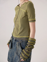 Chemical Girls Striped two-way long-sleeved T-shirt