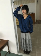 Jibram Frill Tiered Flower Banding Long Skirt