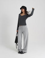 [B-BASIC] ソフトコットンVネックロングスリーブTシャツ (2SIZE)