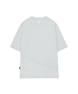 Mesh Cut Cover Stitch Overfit T-shirt - SMOKE GRAY