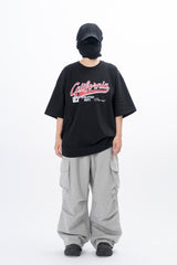 カリフォルニアビンテージクラックプリントショートスリーブTシャツ