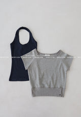 Layered Waffle Sleeveless & Short Sleeve T-Shirt Set