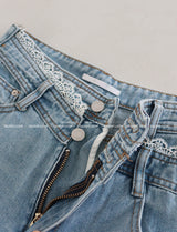 Lace to Buckle Light Blue Wide Pants