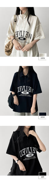 Riven Half Zip-Up Anorak Short Sleeve T-shirt