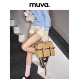 muva. Solid‑Color Multi‑Wear Cowhide‑Velvet Backpack, Premium‑Feel British‑Style Mini Document‑Style Purse, New Arrival Jan 9
