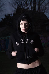 ERTR Appliqué Hoodie Small Fit Zip-up Black
