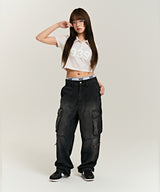 939 LOGO COLLAR CROP TOP (BEIGE/CAMO)