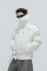 Faux Fur Puffer Biker Jacket