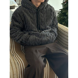 [F/W] Cable sheep hair hood knit(3color)