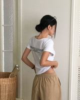 "ONLY" レタリングUネックショートスリーブTシャツ