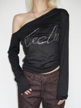 Rhinestone one-shoulder Top