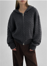 [MADE] Verno Cable Hood Knit Zip-up Cotton 60%