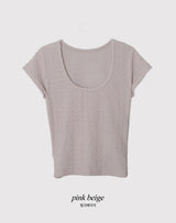 SL エンボスバックスリットストラップクロップ半袖Tシャツ(3color)