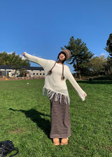 FRINGE V LONG KNIT
