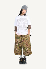 Slub color matching raglan three quarter T-shirt