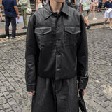 Mark Pocket Short Leather Jacket