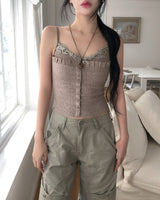 Mobi Ruffle Lace Ribbed Sleeveless