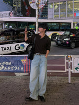 Solt curved denim pants