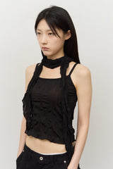 (W) Dun Wrinkled Scarf Top