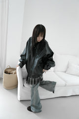 over pocket leather jacket(2colors)