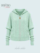 Mint Twist Hooded Knit Zip-Up