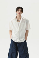 Textured Pleated Short Sleeve Shirt