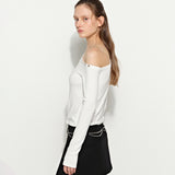 Studded Off-Shoulder White