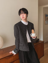 Objet Wool Check Round Jacket