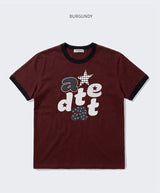 エッセンシャルスタンダード半袖リンガーTシャツ アルファアップリケ バーガンディ